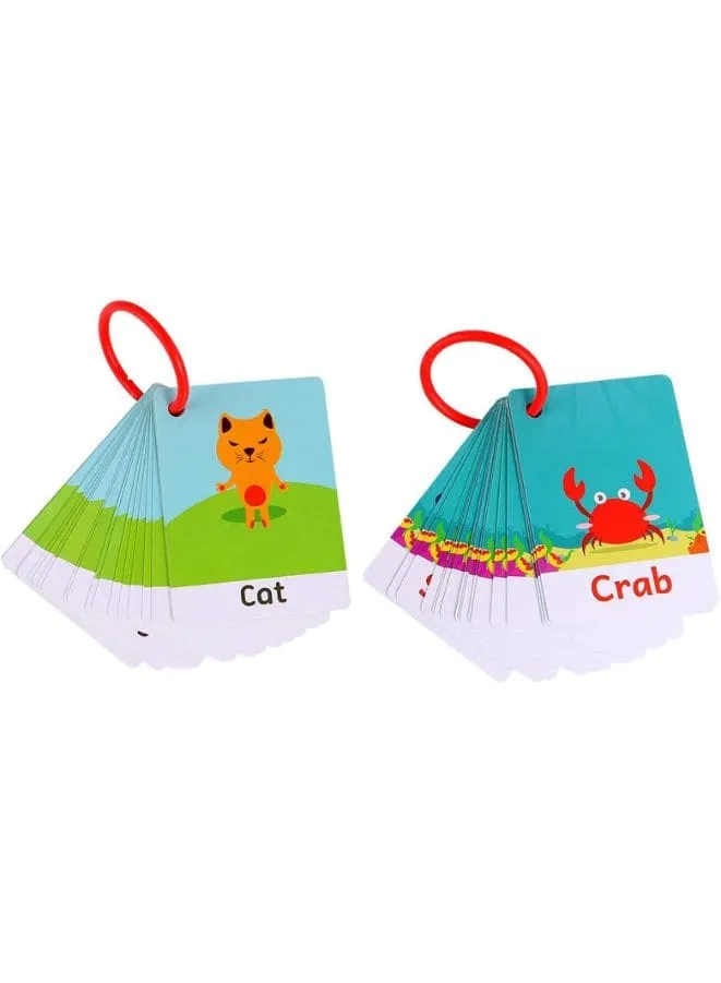 2 Sets Educational Flashcards Pocket Card Preschool Teaching Cards for kids, Farm Animals & Sea Animals