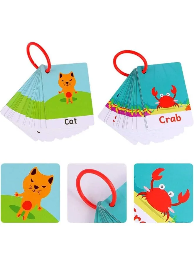 2 Sets Educational Flashcards Pocket Card Preschool Teaching Cards for kids, Farm Animals & Sea Animals