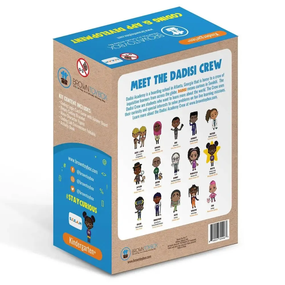 Brown Toy Box Maya Coding App STEAM Kit Hands-On Binary Code Beads String