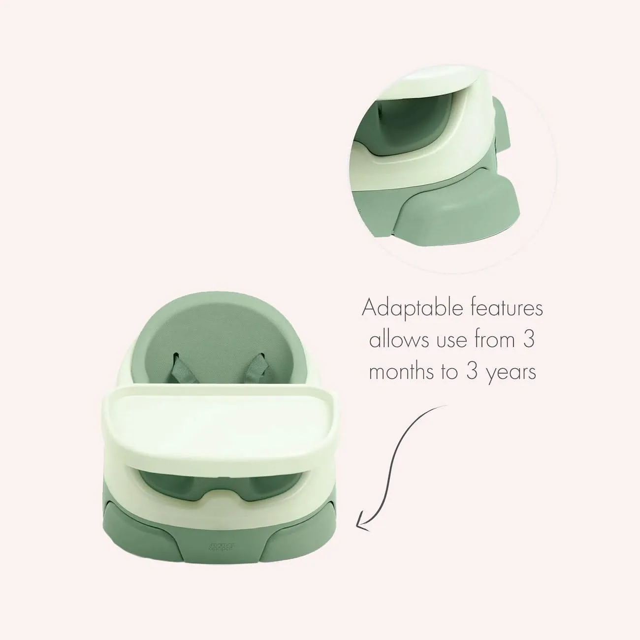 Bug 3-in-1 Floor & Booster Seat with Activity Tray - Eucalyptus