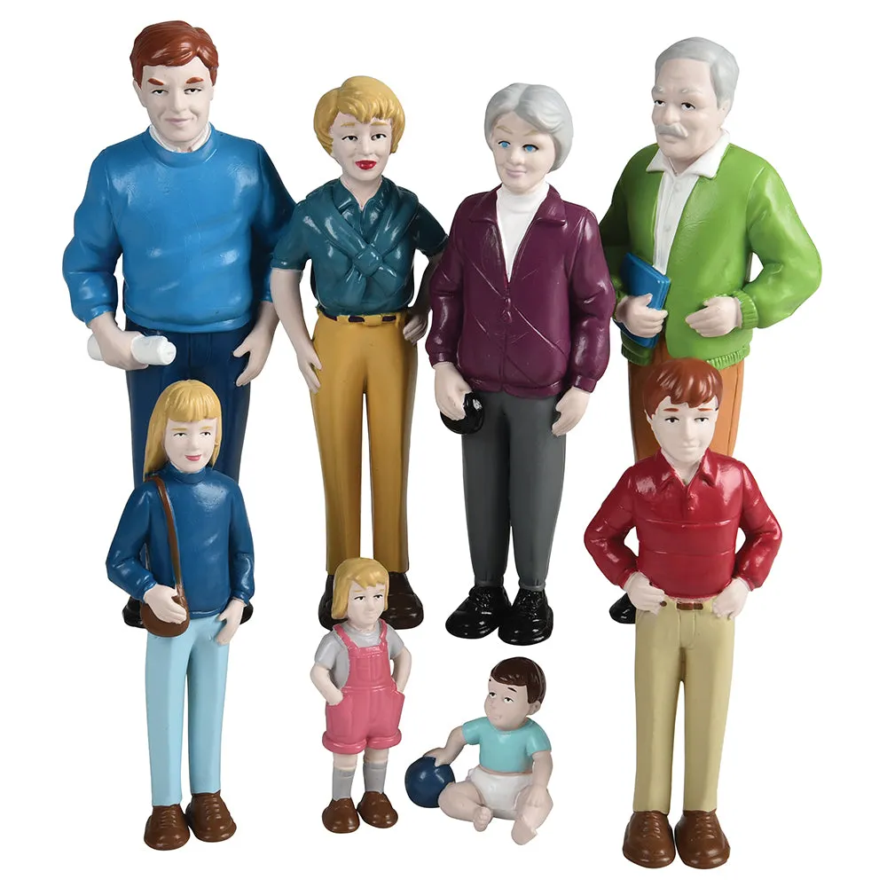Caucasian Pretend Play Vinyl Family Figurines | 8 Piece Set