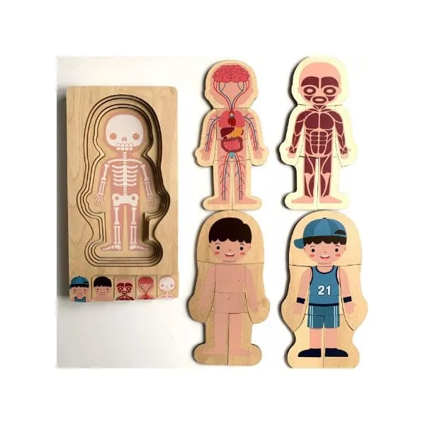 Children Educational Wooden Human Body Structure Wooden Puzzles for Kids (Boy)