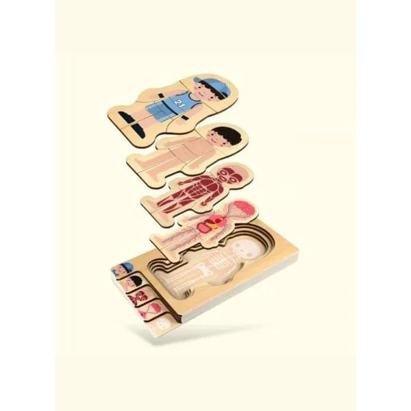 Children Educational Wooden Human Body Structure Wooden Puzzles for Kids (Boy)