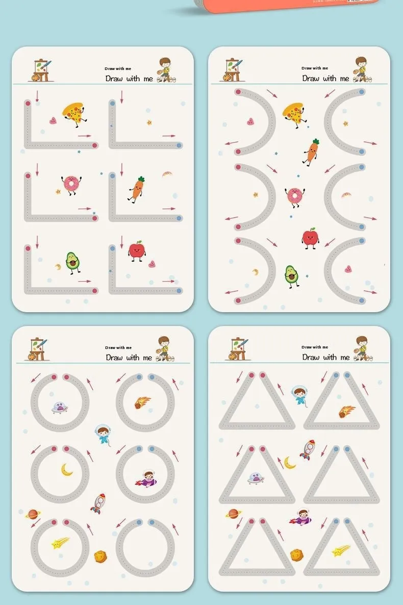 Children's Pen Control Training Copybook – Stroke Drawing & Skill Development
