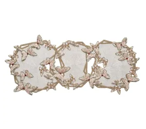 Diamant Butterflies Runner in White & Blush