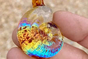 Dichroic Glass Ammonite with Cremation Ash
