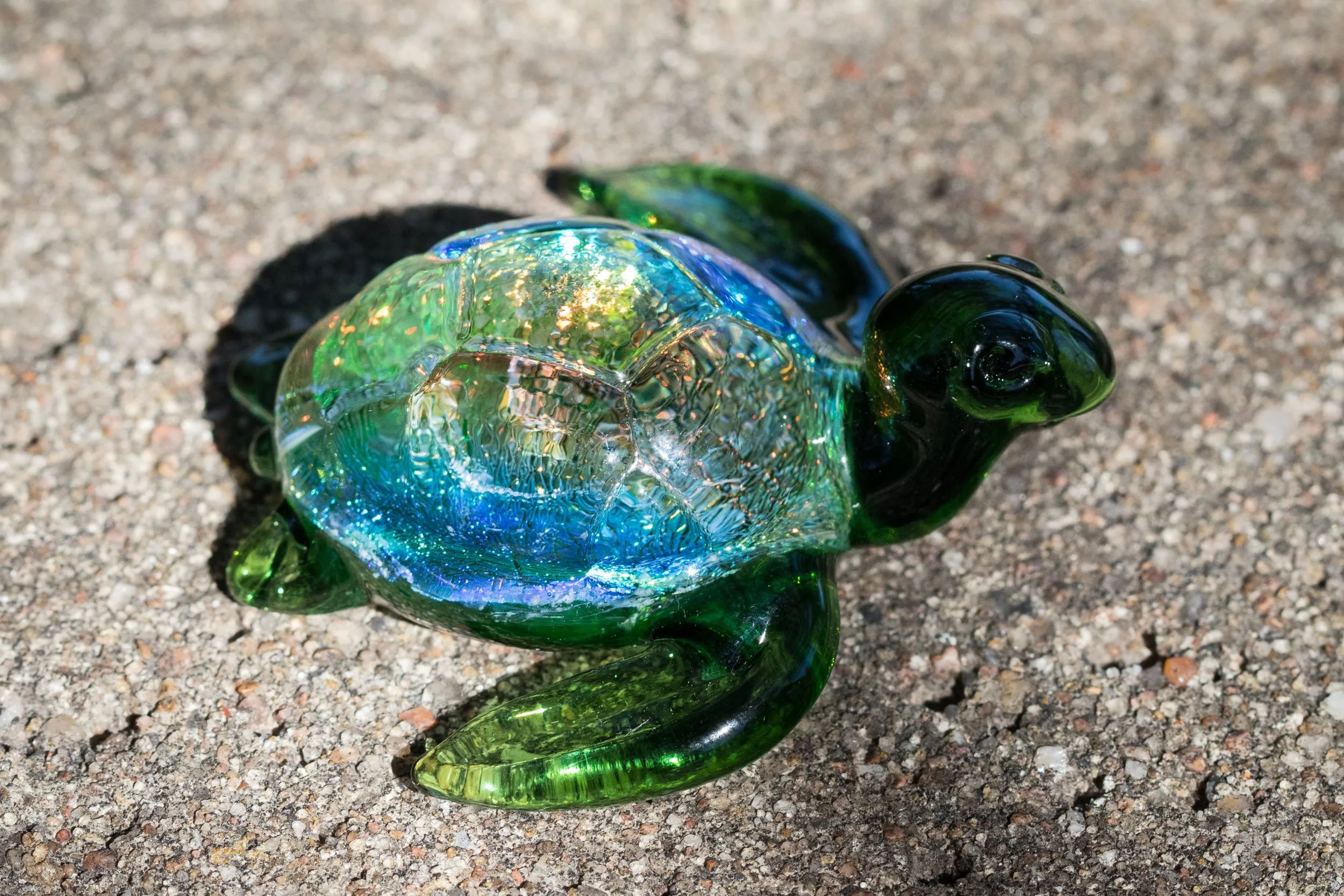 Dichroic Sea Turtle Cremation Ash Figurine