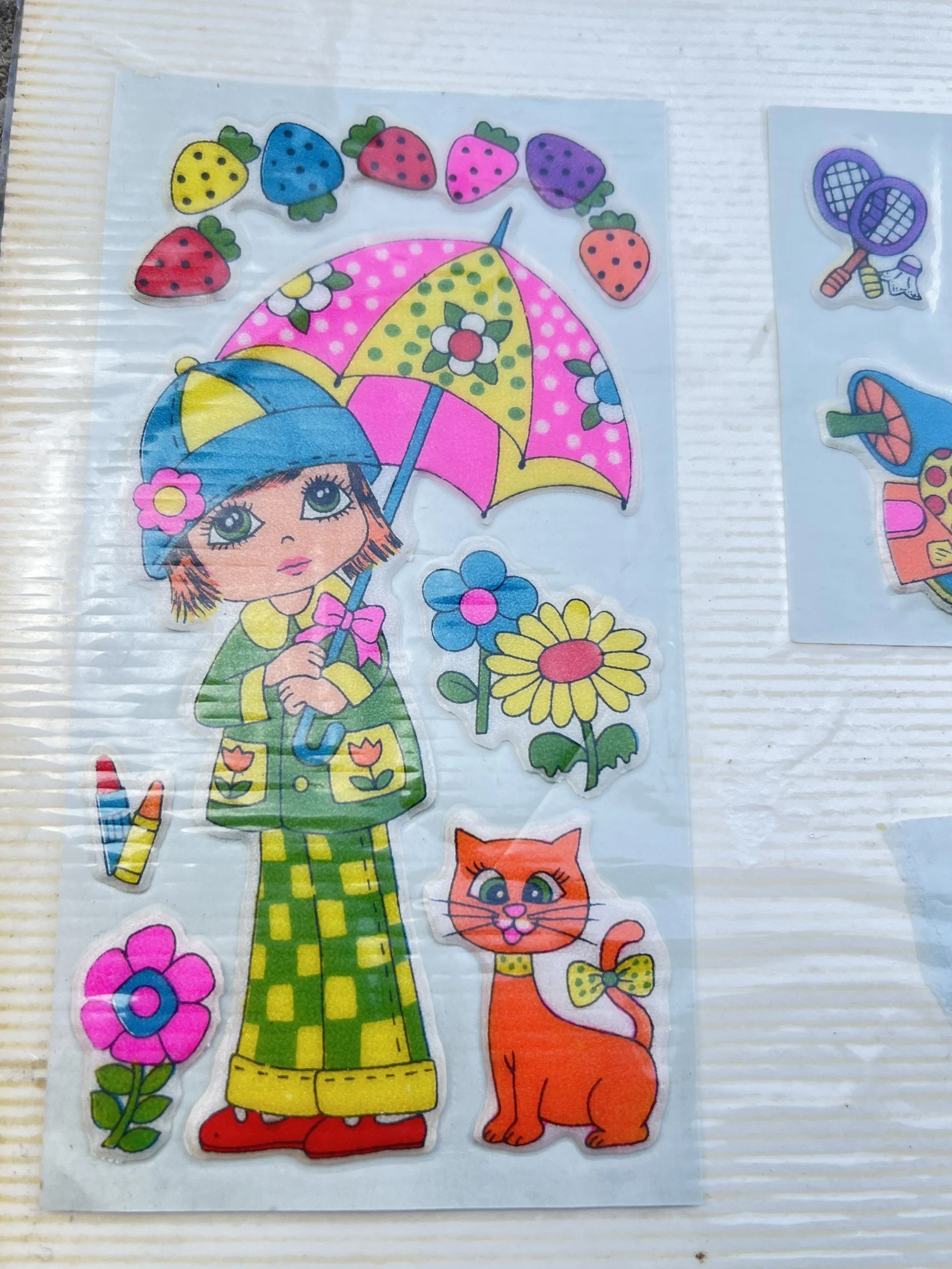 Fluffy Adorables 1980 Vintage Stickers Three Dimensional
