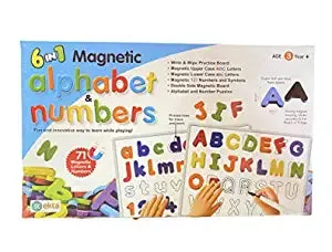 G.FIDEL 6 in1 Fun Alphabets - 73 Magnetic Letters Numbers for Kids with Board, Foam-Made & Phonics Spelling Guide, ABCD Learning Educational Toys for 3 4 5 Years Boys Girls