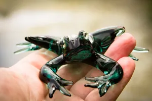 Glass Frog Figurine with Cremation Ashes