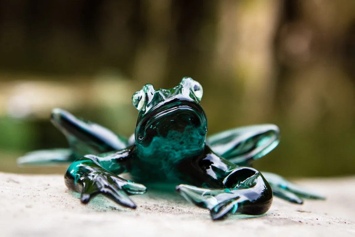 Glass Frog Figurine with Cremation Ashes