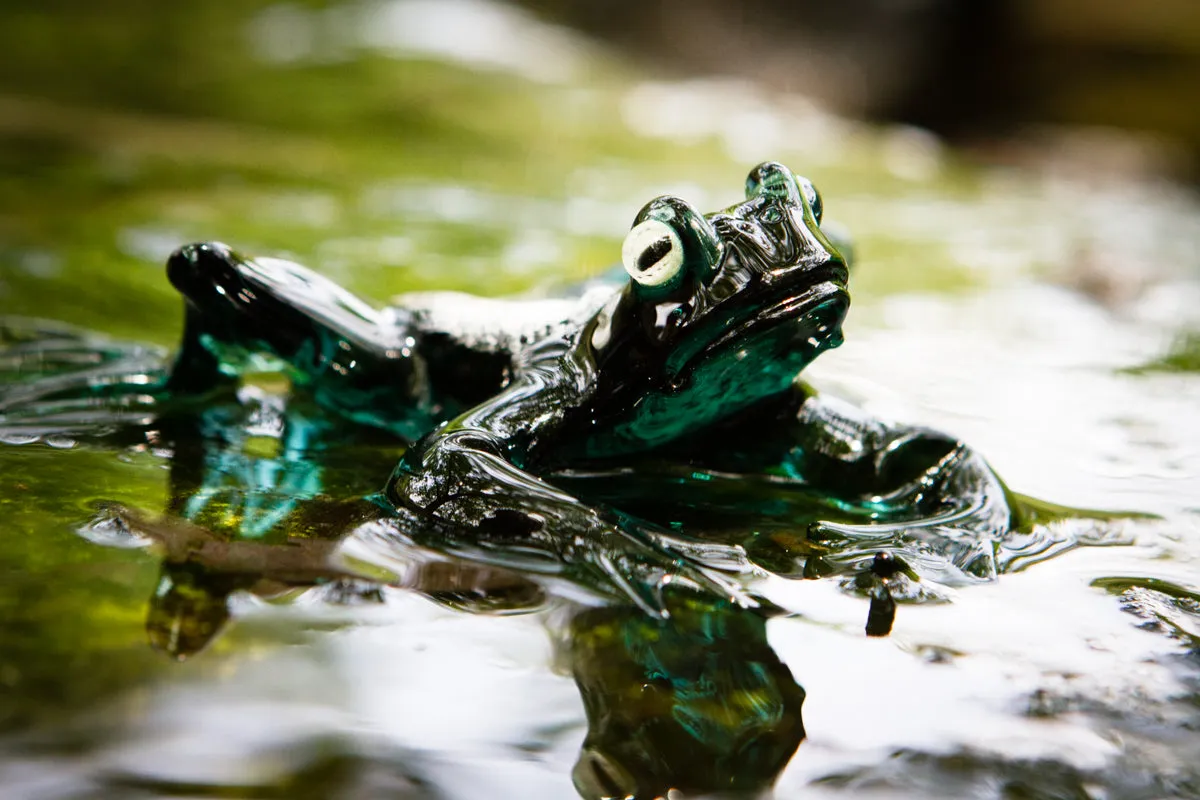 Glass Frog Figurine with Cremation Ashes