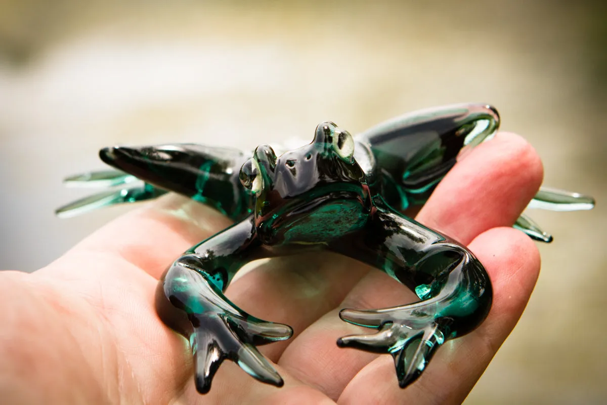 Glass Frog Figurine with Cremation Ashes