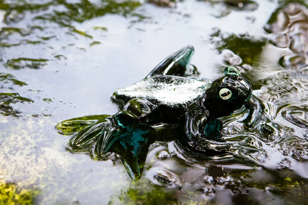 Glass Frog Figurine with Cremation Ashes
