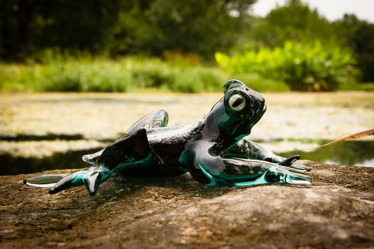 Glass Frog Figurine with Cremation Ashes