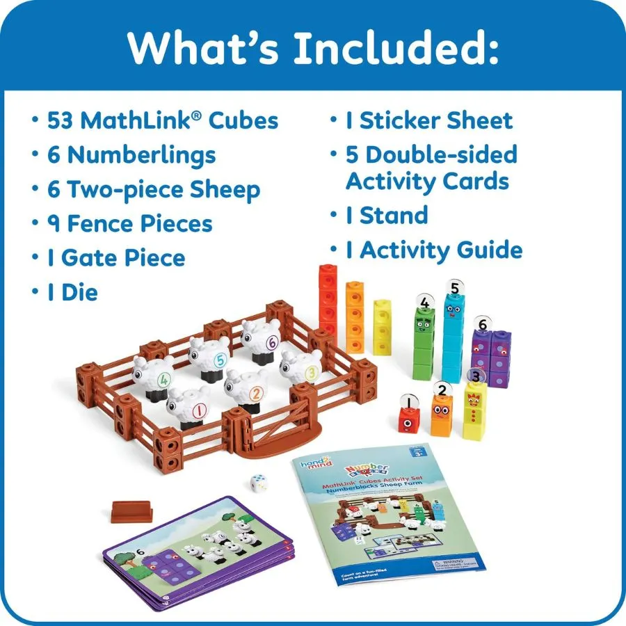 hand2mind - MathLink Cubes Activity Set Numberblocks Sheep Farm