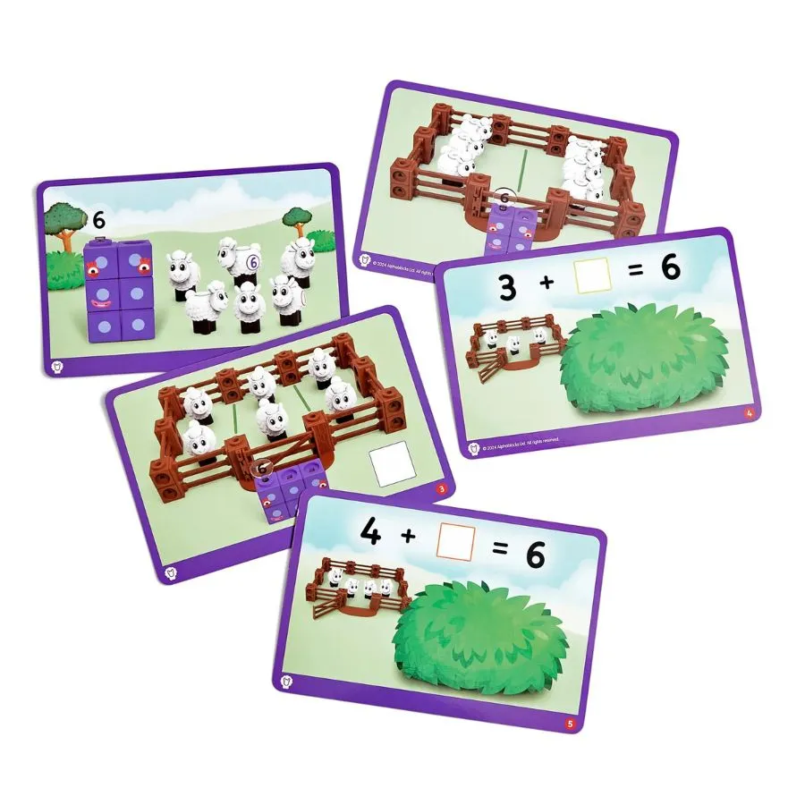 hand2mind - MathLink Cubes Activity Set Numberblocks Sheep Farm