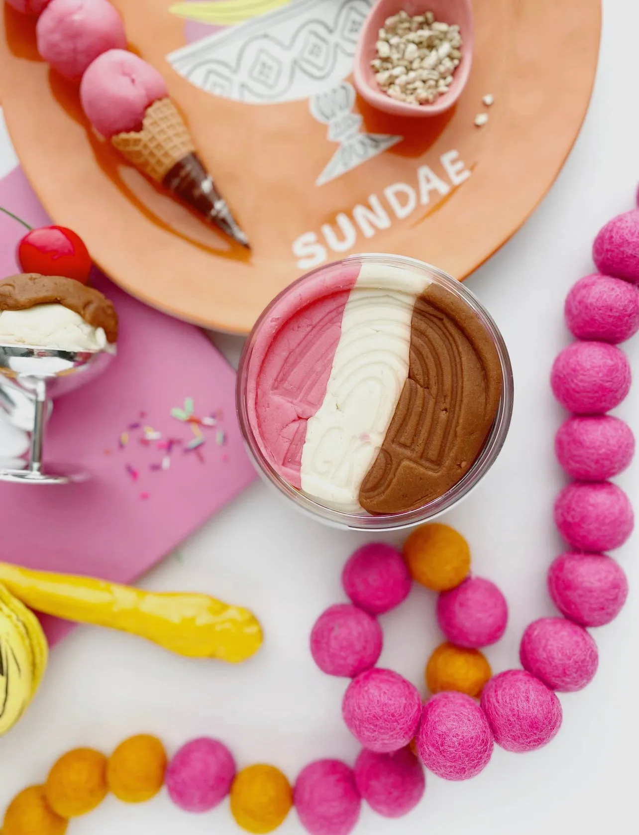 Ice Cream (Neapolitan) Sensory Play Dough Kit