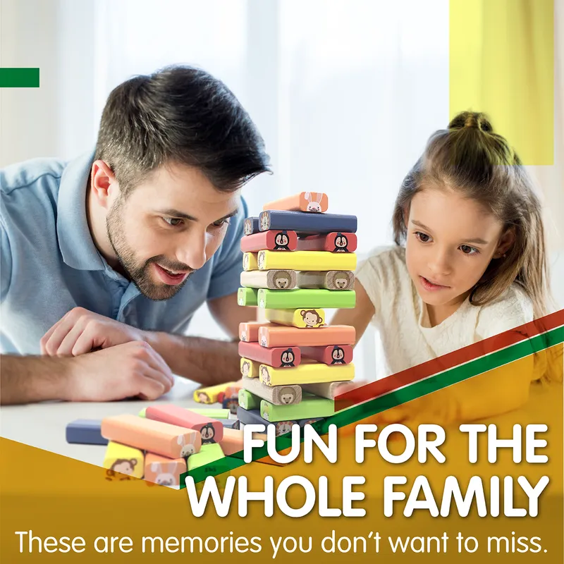 L&F Zoo Stacking Game, 77 Different Pieces Included