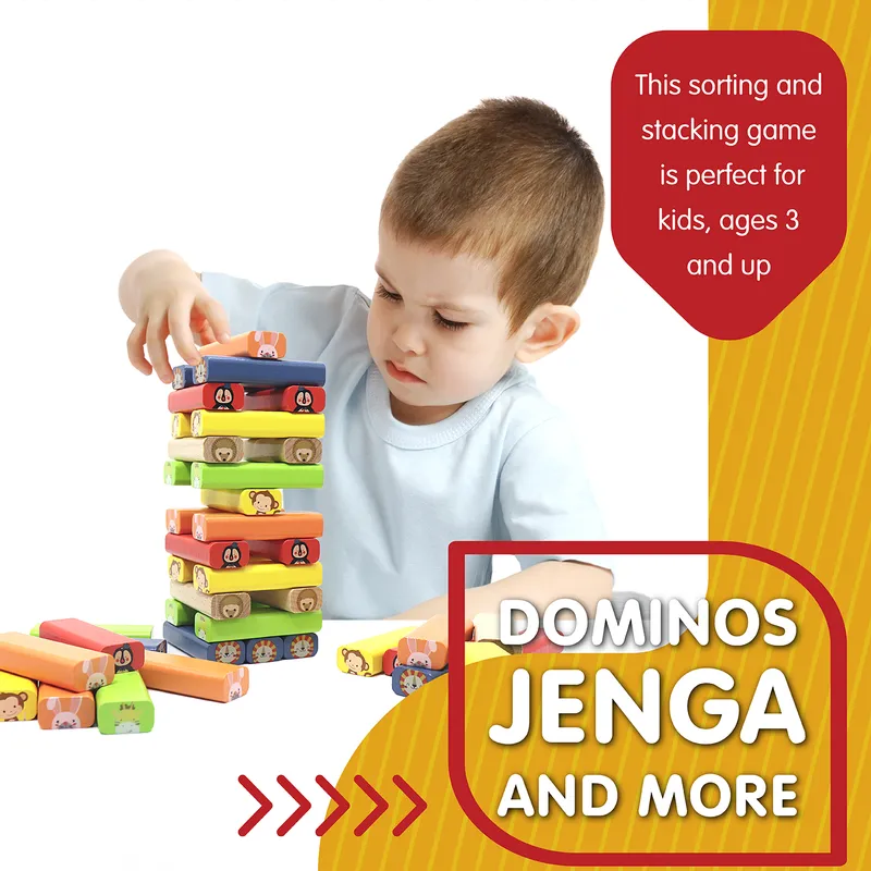 L&F Zoo Stacking Game, 77 Different Pieces Included