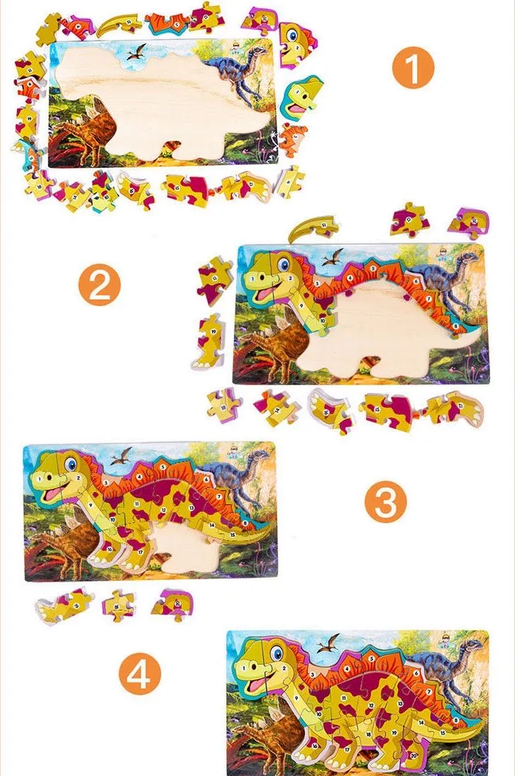 Large 3D Dinosaur Wooden Puzzle - Best alphabet learning toysoys