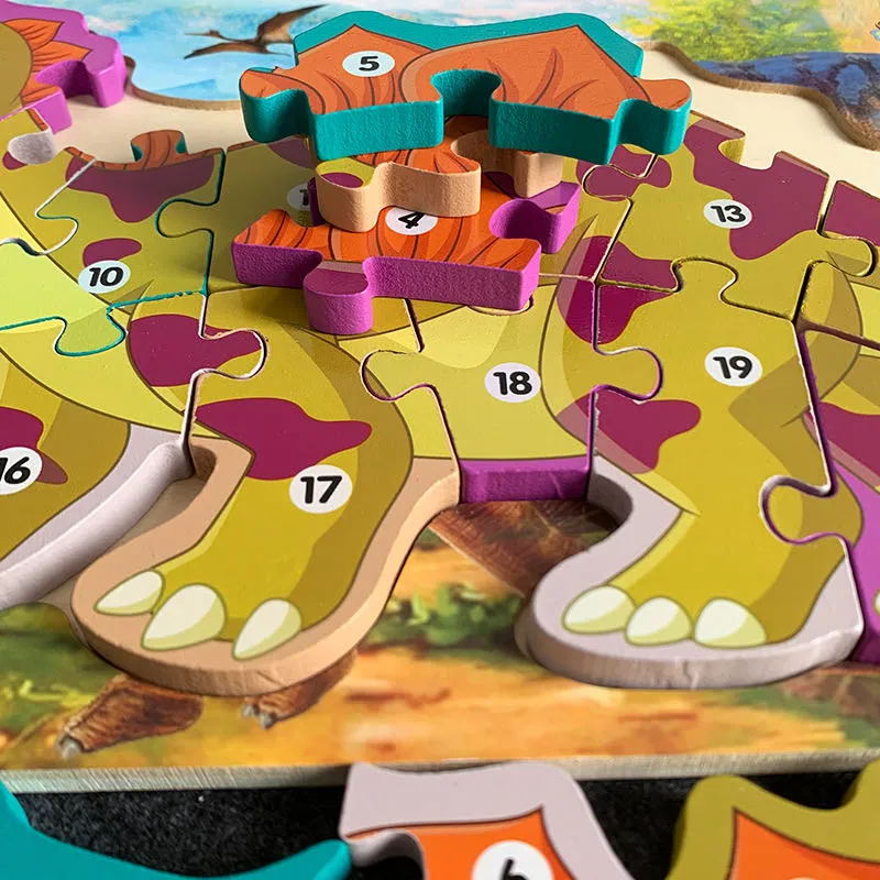 Large 3D Dinosaur Wooden Puzzle - Best alphabet learning toysoys