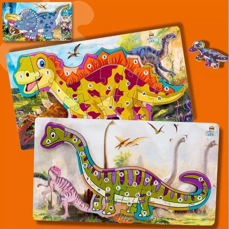 Large 3D Dinosaur Wooden Puzzle - Best alphabet learning toysoys