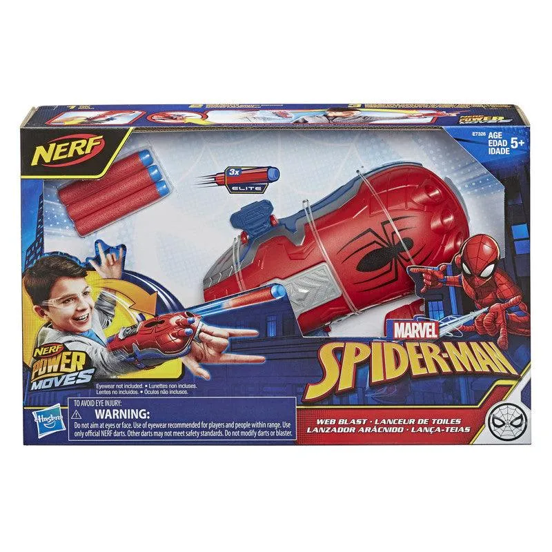 Marvel NERF Power Moves Spider-Man Web Blast Web Shooter NERF Dart-Launching Toy for Kids Roleplay