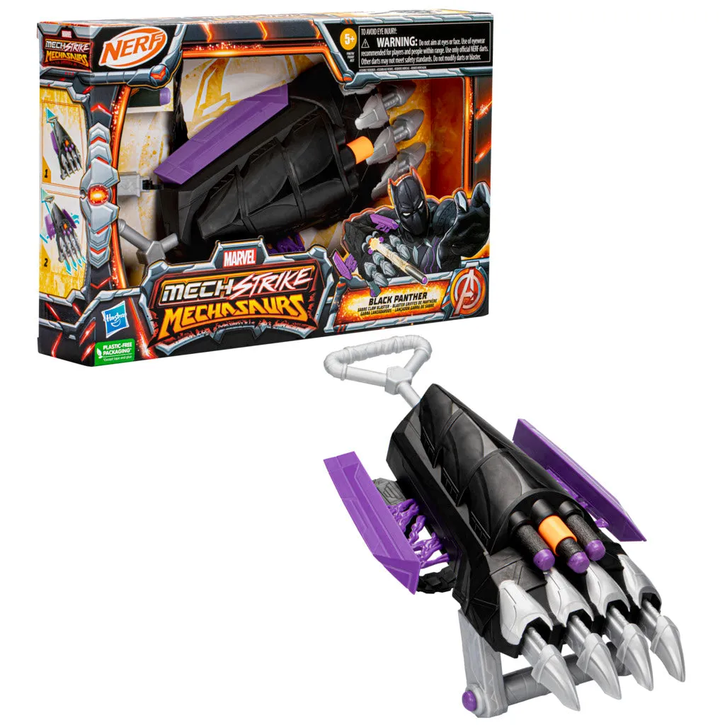 NERF Marvel Mech Strike Mechasaurs Black Panther Blaster by Hasbro