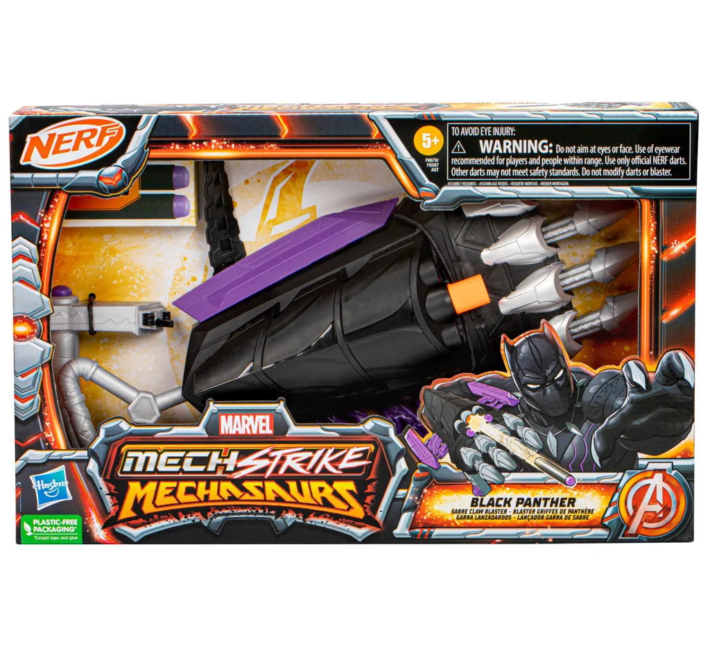 NERF Marvel Mech Strike Mechasaurs Black Panther Blaster by Hasbro