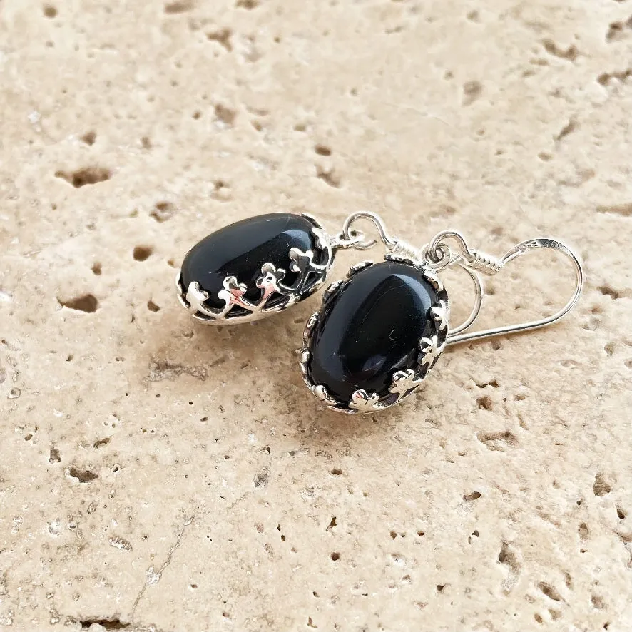 Onyx Oval Pendant & Earring Set - Lace
