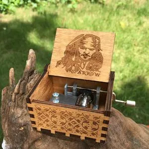 Pirates of the Caribbean Wooden Handcrafted Music Box: Sail into Adventure in Classic Brown 🏴‍☠️🎶