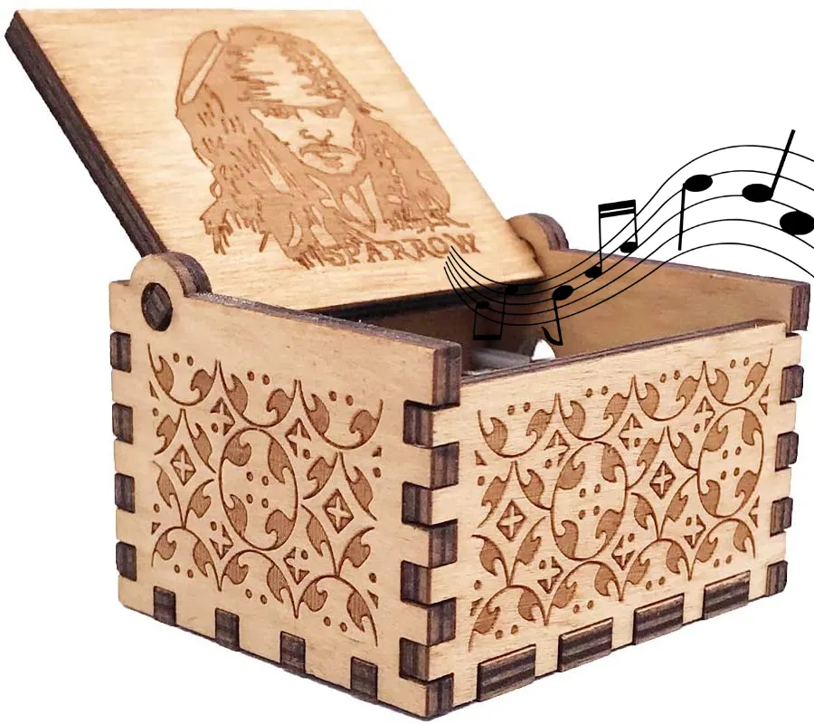 Pirates of the Caribbean Wooden Handcrafted Music Box: Sail into Adventure in Classic Brown 🏴‍☠️🎶