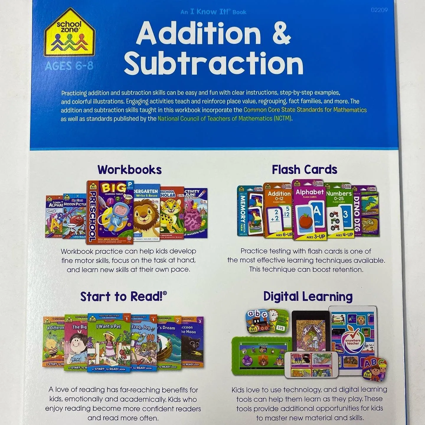 School Zone  Addition & Subtraction Workbook Ages 6-8