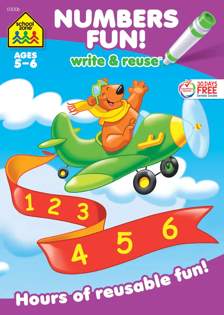 School Zone Numbers Fun! Write & Reuse Ages 5-6