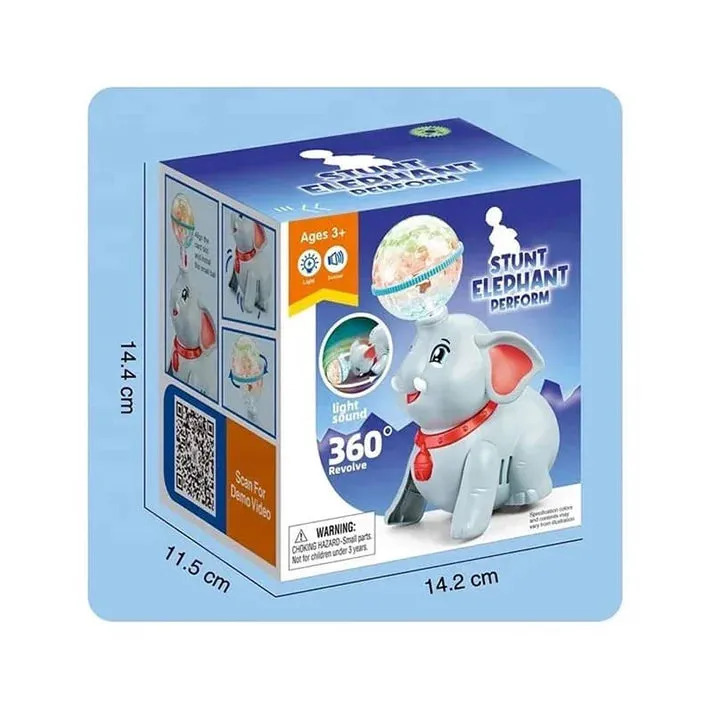 Stunt Elephant Toy with 360° Spin, Light & Sound