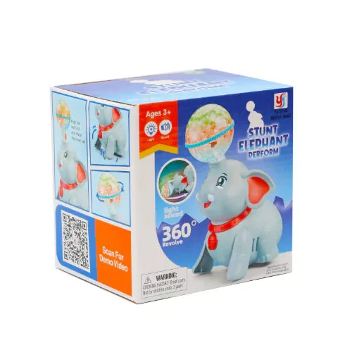 Stunt Elephant Toy with 360° Spin, Light & Sound