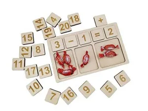 Whittlewud Wooden Math board, Montessori Math Counting tray Number Puzzle, Homeschool Learning Activity Waldorf educational toy.