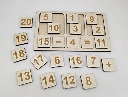 Whittlewud Wooden Math board, Montessori Math Counting tray Number Puzzle, Homeschool Learning Activity Waldorf educational toy.