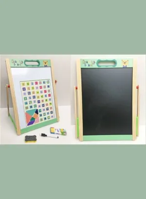 Wooden Portable Magentic Writing Board Blackboard Two in One