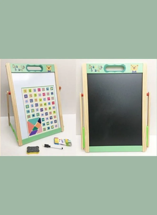 Wooden Portable Magentic Writing Board Blackboard Two in One