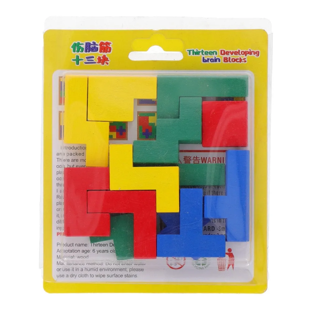Wooden Russian Mind Pattern Blocks - 13 pieces