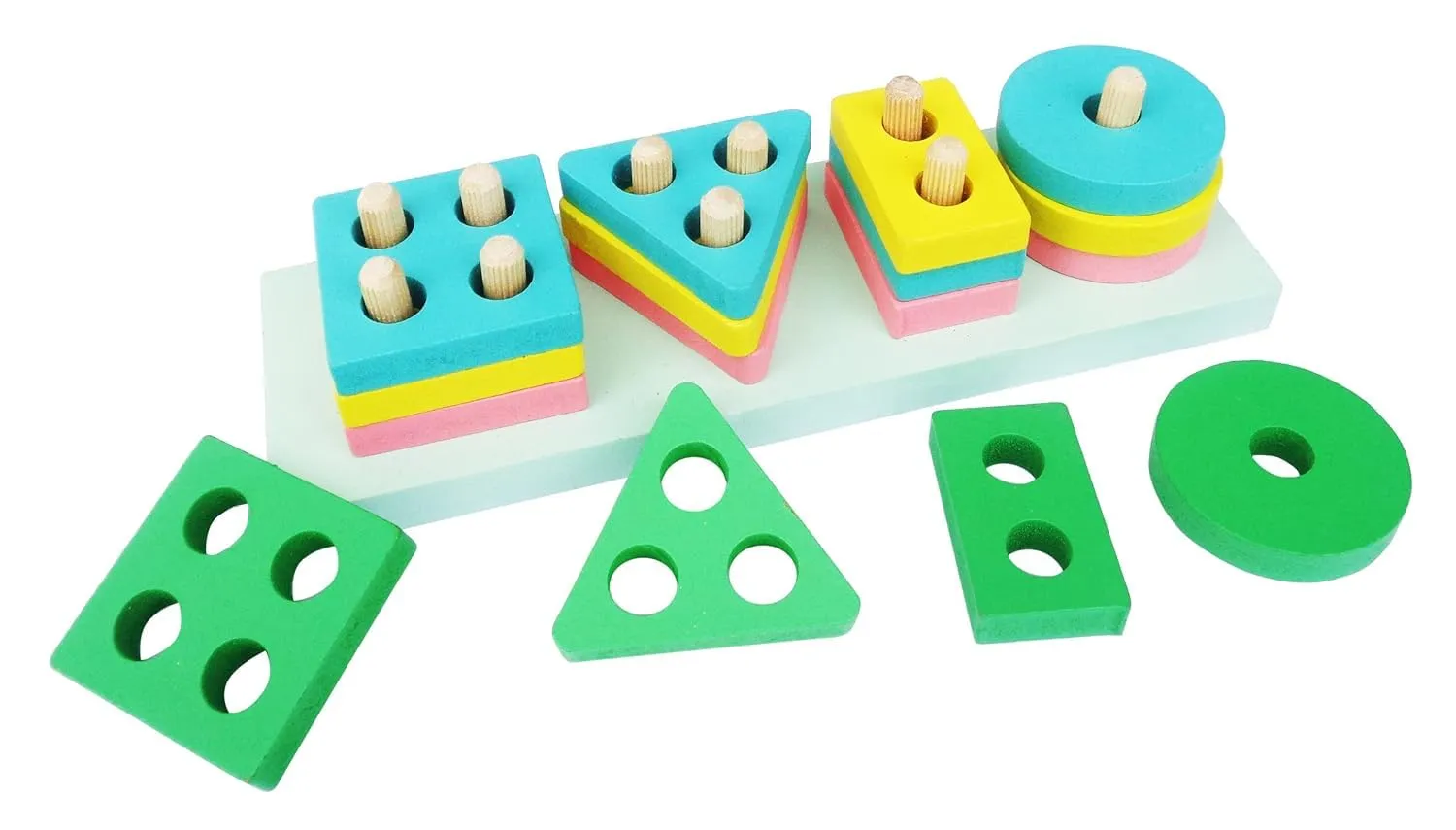 Wooden Shapes Square Column Blocks Sorting & Stacking Toys for Kids