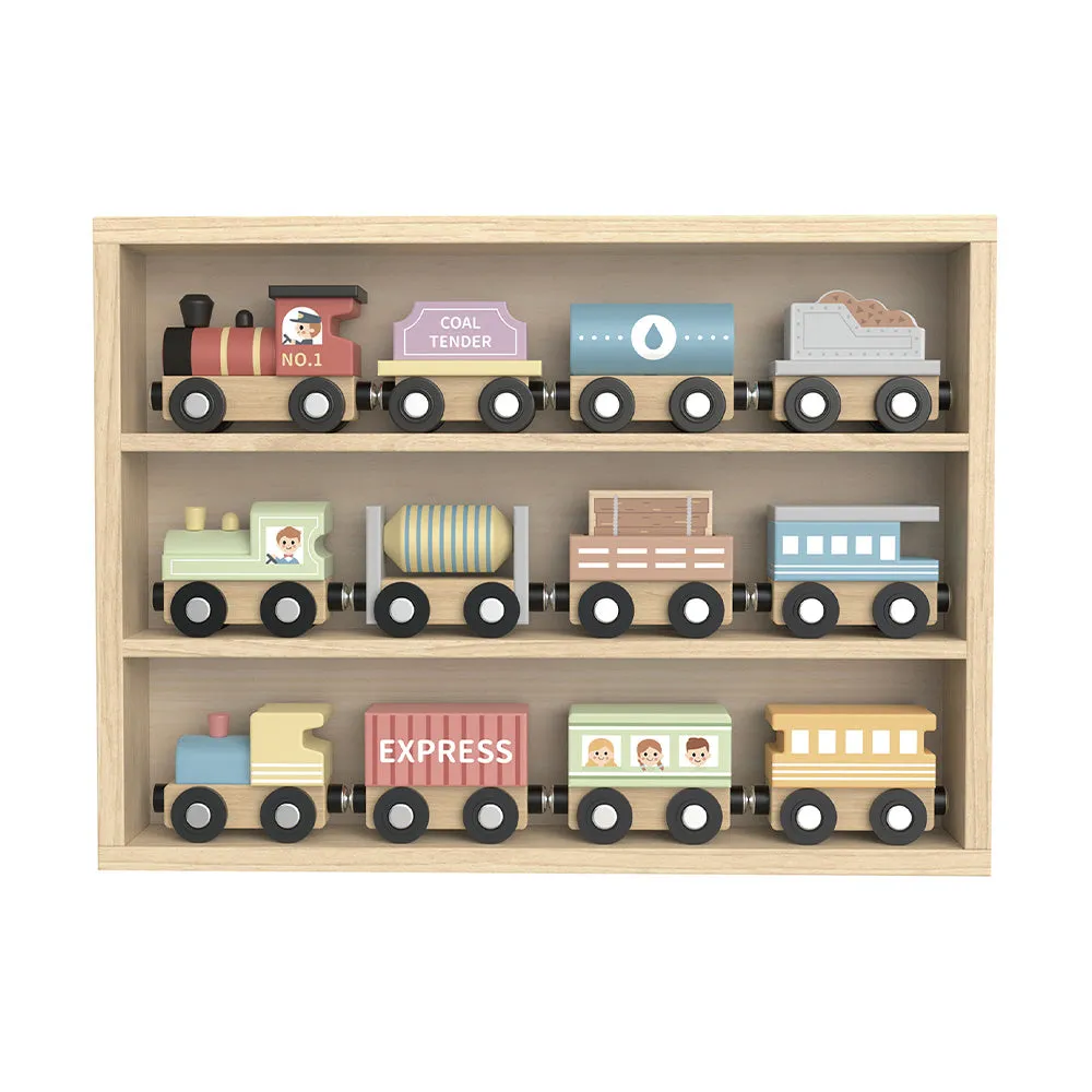 Wooden Train Set 13pc (Pastel)